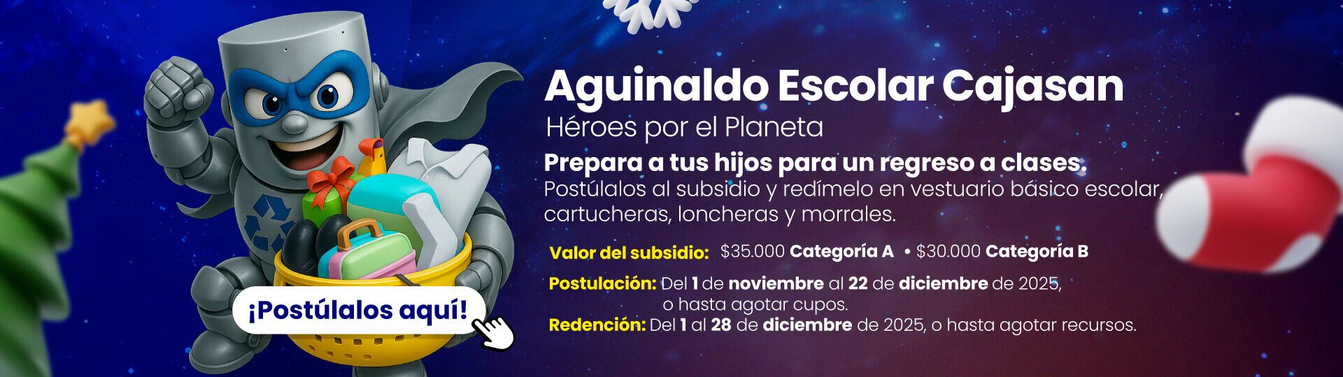 Aguinaldo escolar Cajasan 2025